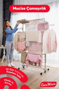 Home S4 Premium 4 Katlı Çamaşırlık Made in Korea Tam Katlanır Tekerlekli Çamaşır Kurutmalık